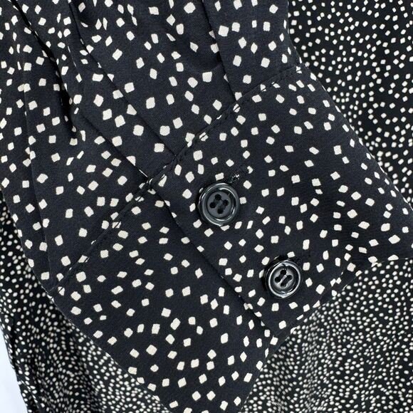 & OTHER STORIES Black Tan Speckled Button Down Long Sleeve Shirt Dress Size 8 - Picture 5 of 9